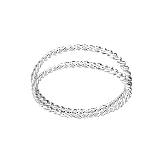 Twisted Double Line Ring - Size 7 - 925 Sterling Silver