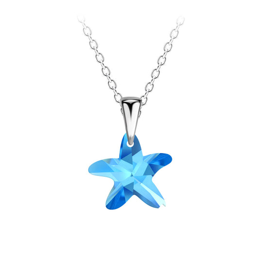 Blue Starfish Necklace - 925 Sterling Silver