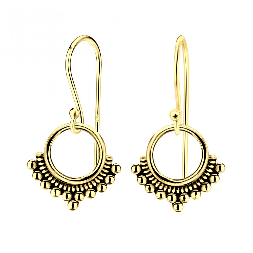 Bohemian Earrings with Gold Finish - 925 Sterling Silver Women's Jewelry